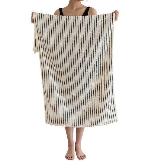 Scandi Retro Striped Cotton Bath Towel, 100% Cotton Ultra Plush & Soft