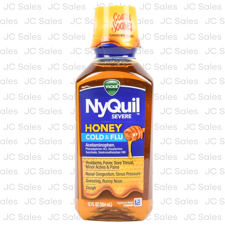 Vicks Ny Quil Nighttime Relief Severe Honey Cold & Flu 12 Fl Oz