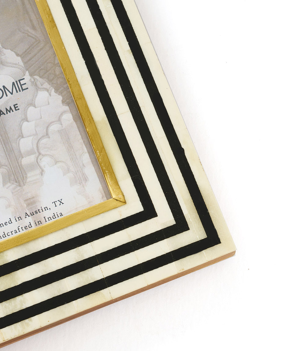 Rajiva 4x6 Black & Cream Picture Frame - Fair Trade Carved Bone - Osadia Concept Store