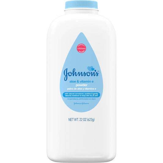 Johnson's Naturally Derived Cornstarch Baby Powder, Aloe & Vitamin E For Delicate Skin
