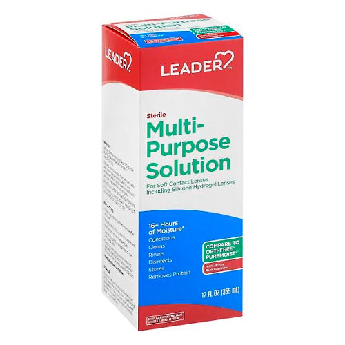 Leader Multi Purpose Lenses Solution, Sterile, 12 Oz