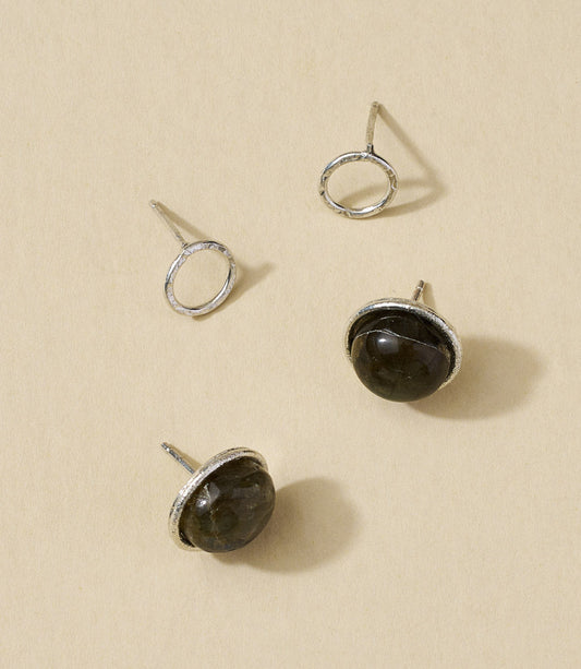 Indali Labradorite Semiprecious Stud Earrings - Set of 2 - Osadia Concept Store
