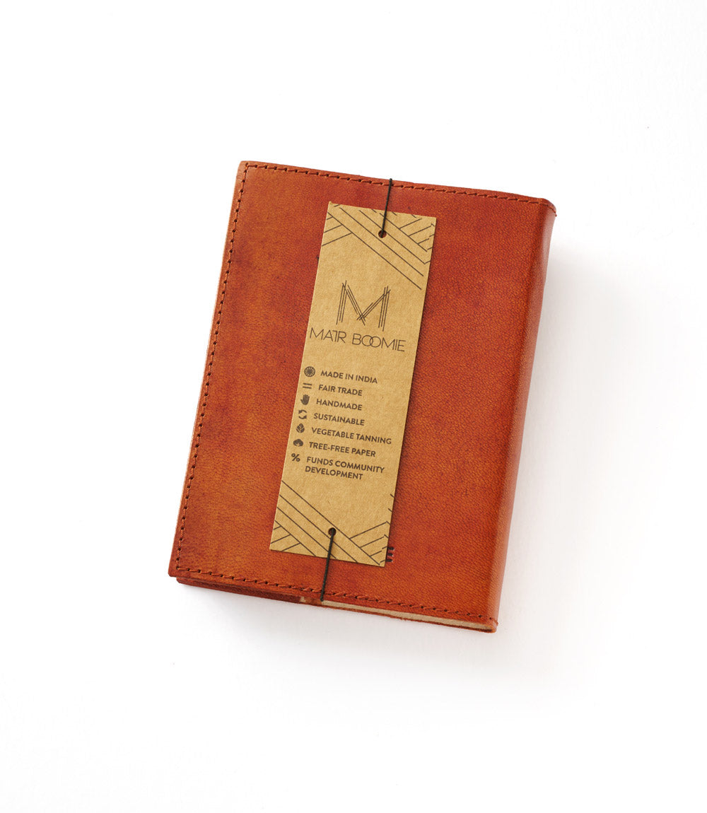 Embossed Brown Leather Moon Phase 5x7 Journal - Refillable Cruelty-Free - Osadia Concept Store