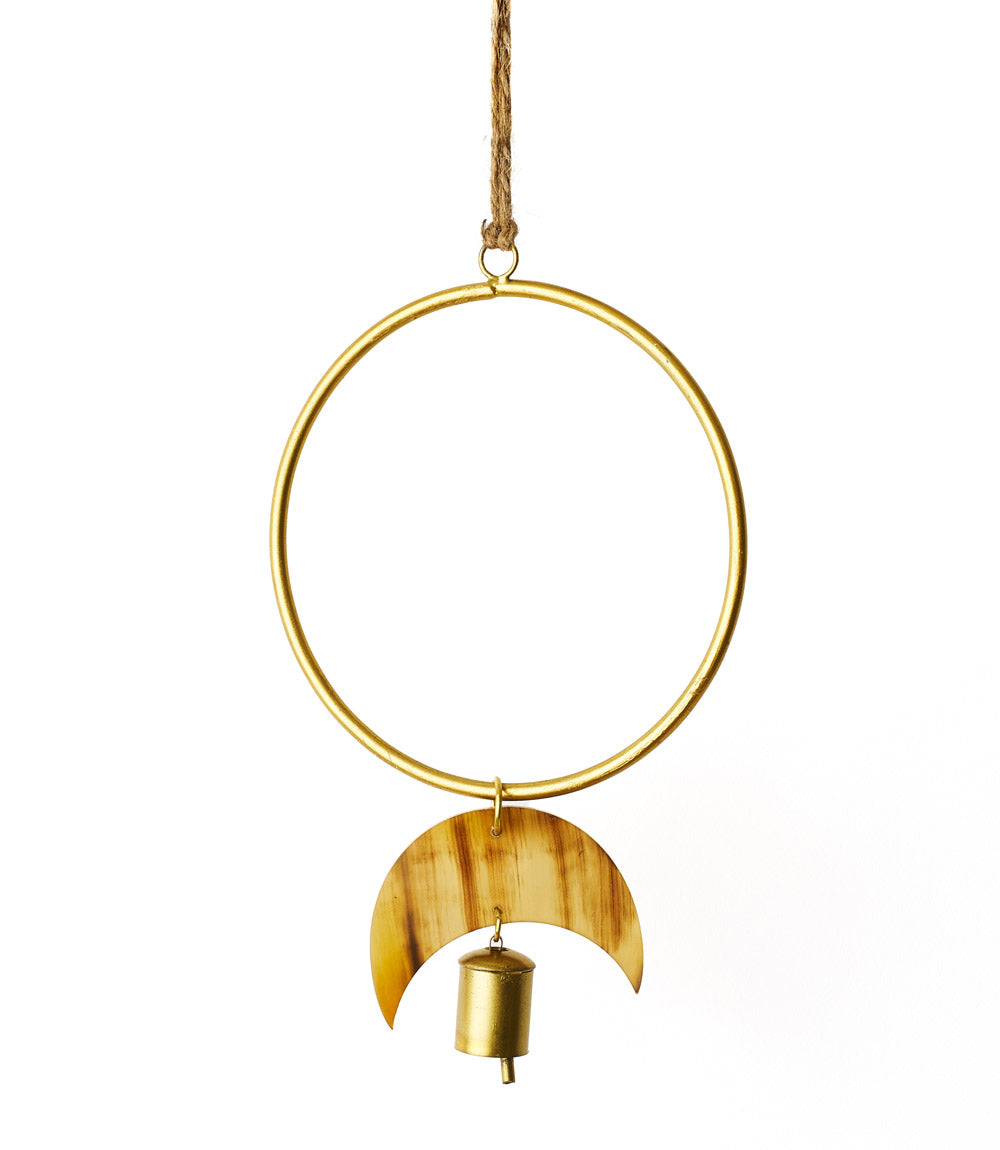 Chayana Orbit Moon Wind Chime  - Carved Horn, Hand Tuned - Osadia Concept Store