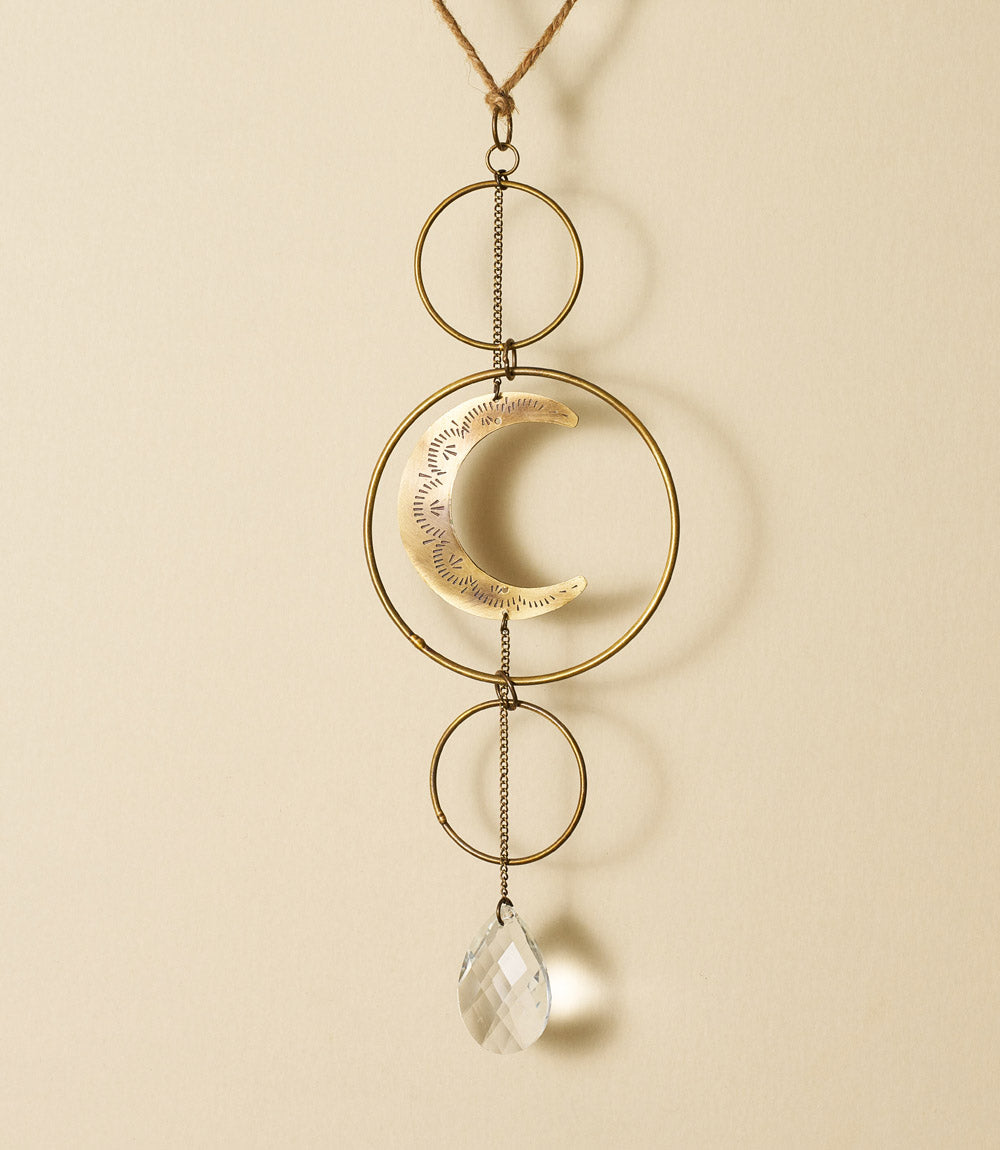Surya Crescent Moon Brass Suncatcher - Osadia Concept Store