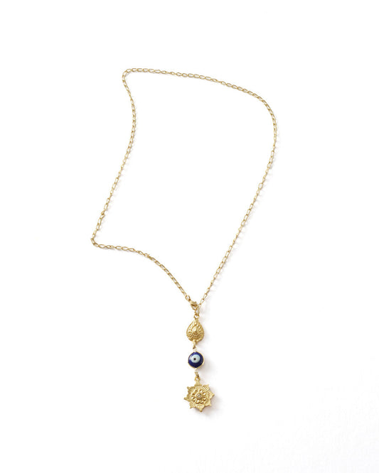 Drishti Evil Eye Charm Drop Necklace - Osadia Concept Store