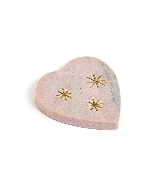 Jaipuri Heart Incense Holder - Pink Carved Marble - Osadia Concept Store