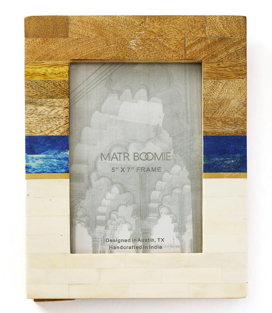 Kaveri Striped 5x7 Picture Frame - Carved Bone & Wood - Osadia Concept Store