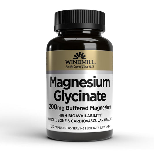 Windmill Natural Vitamins Magnesium Glycinate 200 Mg, 120 Capsules