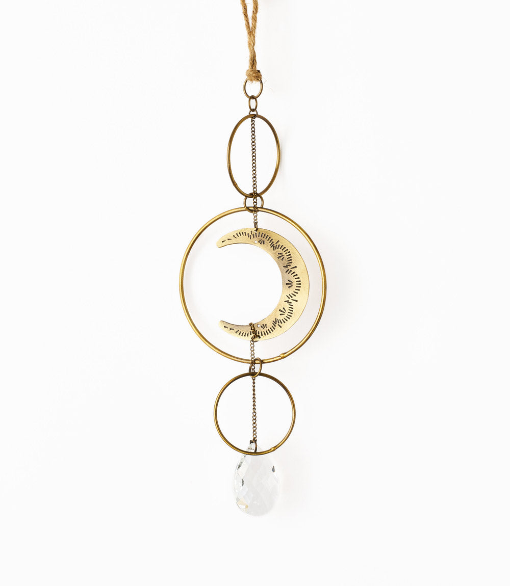 Surya Crescent Moon Brass Suncatcher - Osadia Concept Store