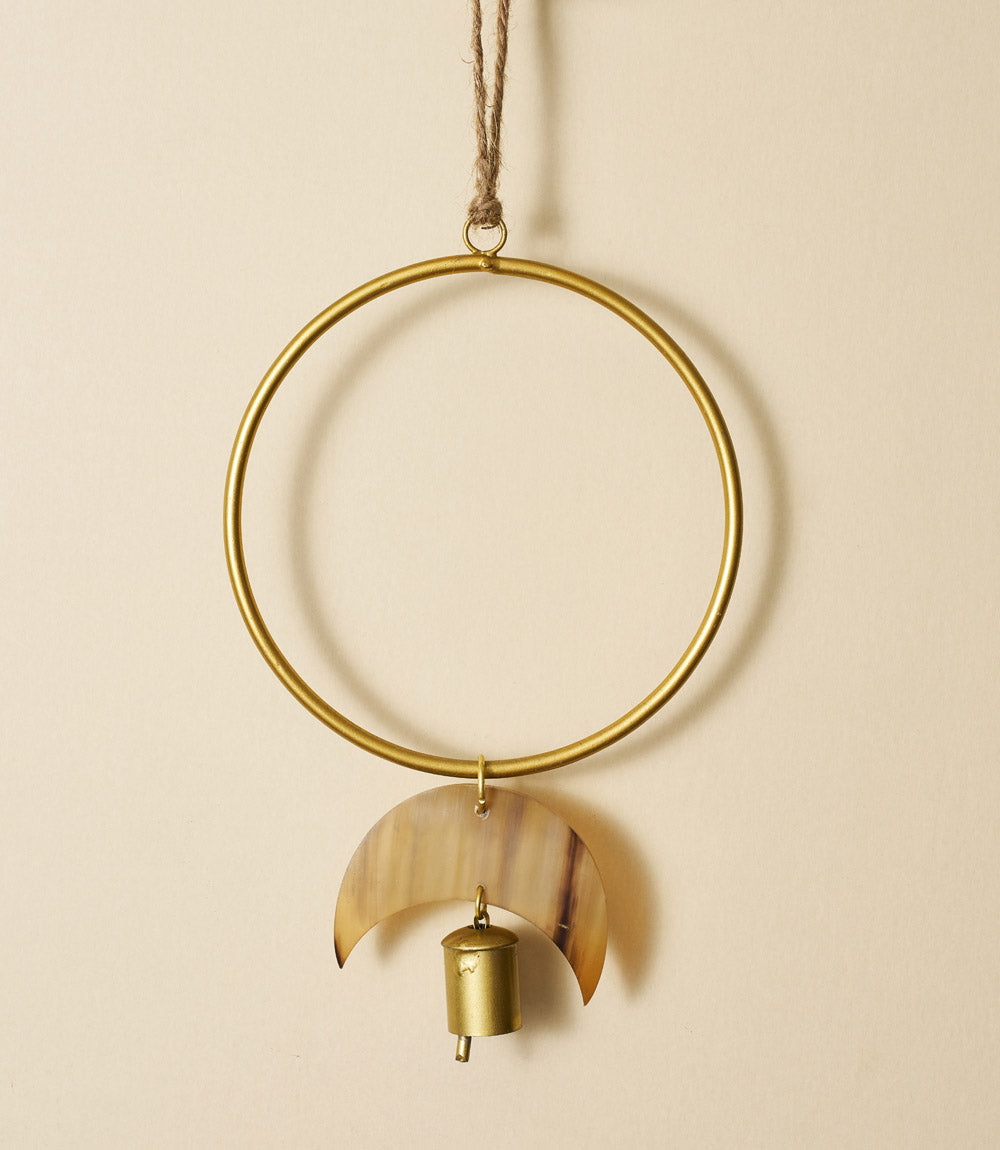 Chayana Orbit Moon Wind Chime  - Carved Horn, Hand Tuned - Osadia Concept Store