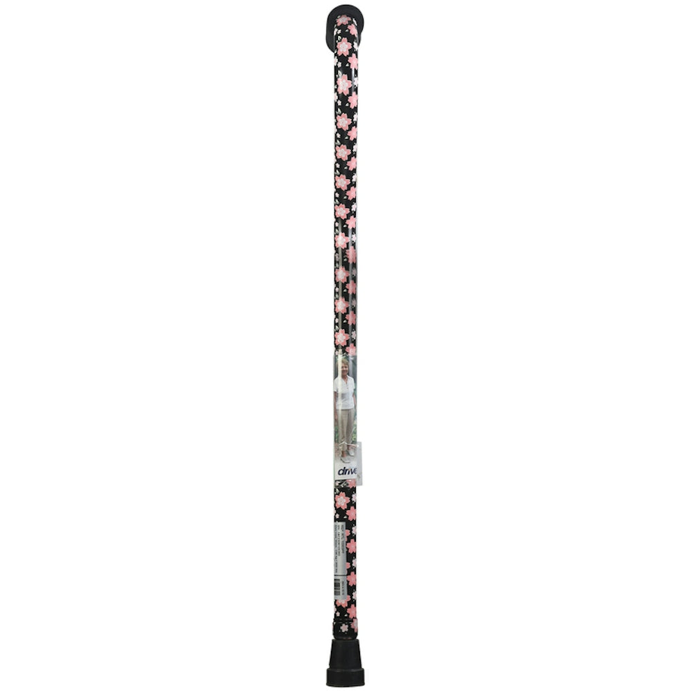 Drive Medical Foam Grip Offset Handle Walking Cane, Pink Floral