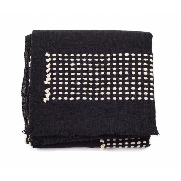 Walnut Black Yak With Hand Knotted Merino Stripes Handloom Throw