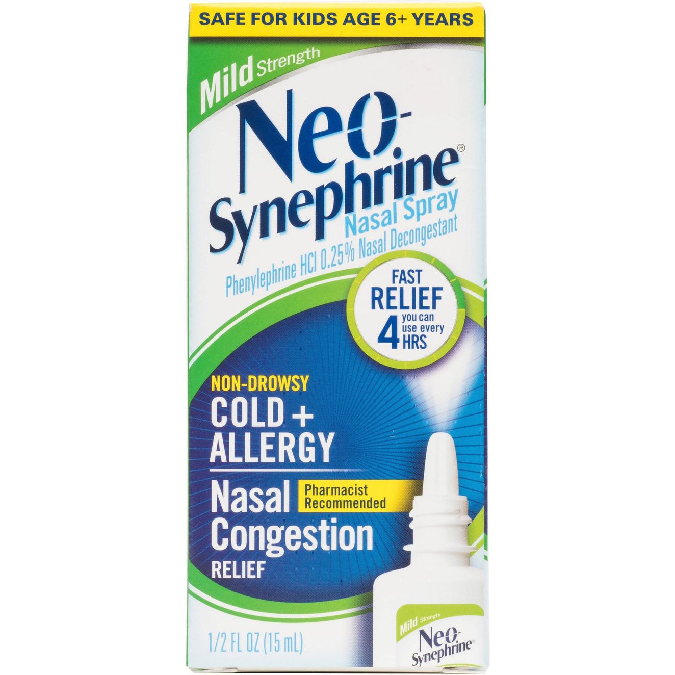 Neosynephrine Decongestant Nasal Spray For Cold & Sinus Relief, Mild Strength, 0.5 Fl Oz