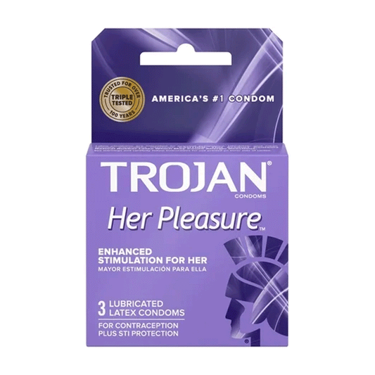 Trojan Her Pleasure Sensations Lubricated Premium Latex Condoms - 3Ct