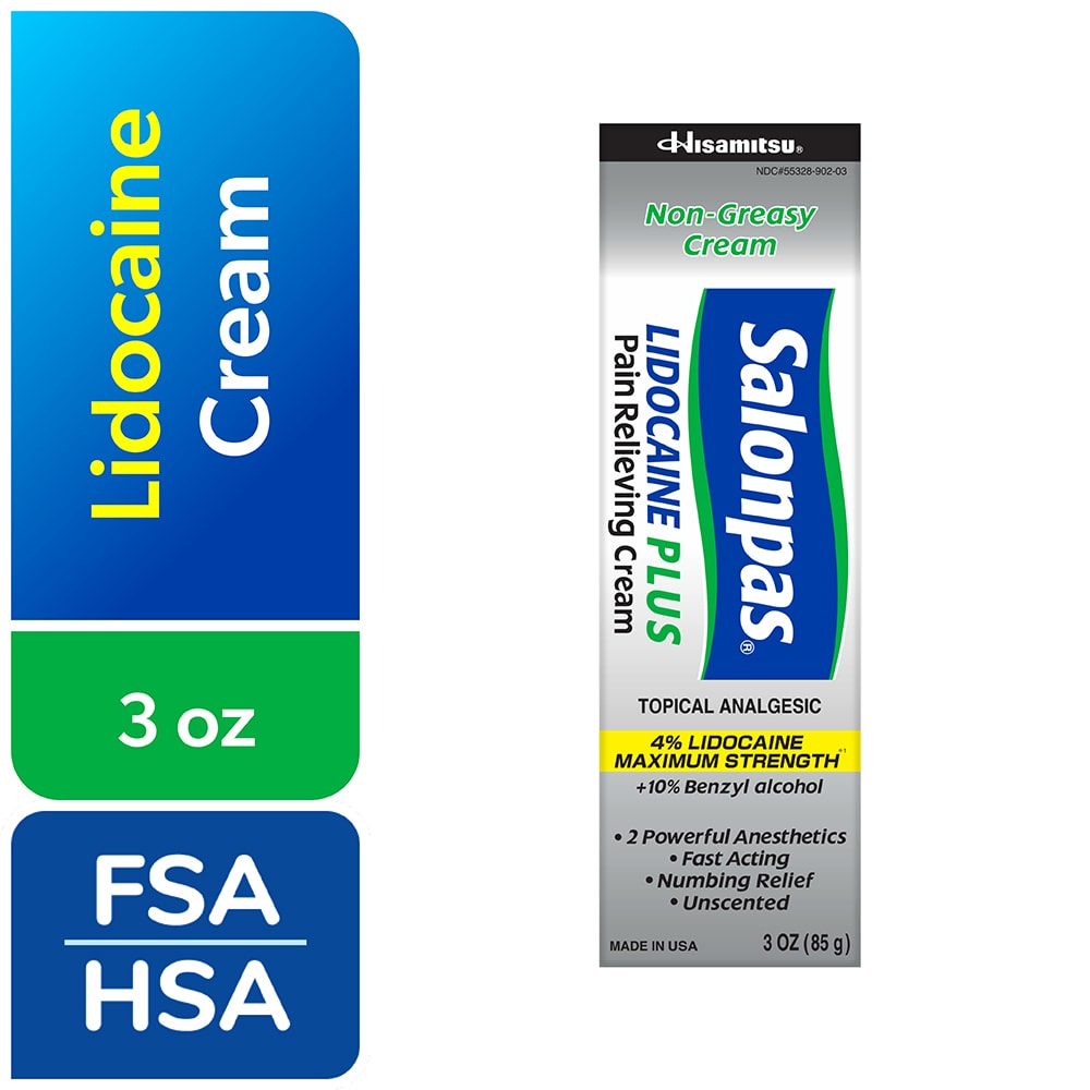 Salonpas Lidocaine Plus Pain Relieving Cream - 3oz