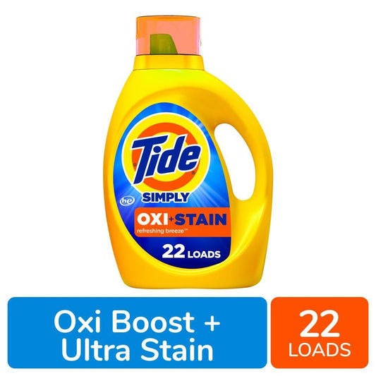 Tide Simply Oxi Boost + Ultra Stain Release Refreshing Breeze Laundry Detergent, 22 Loads, 31 Fl Oz