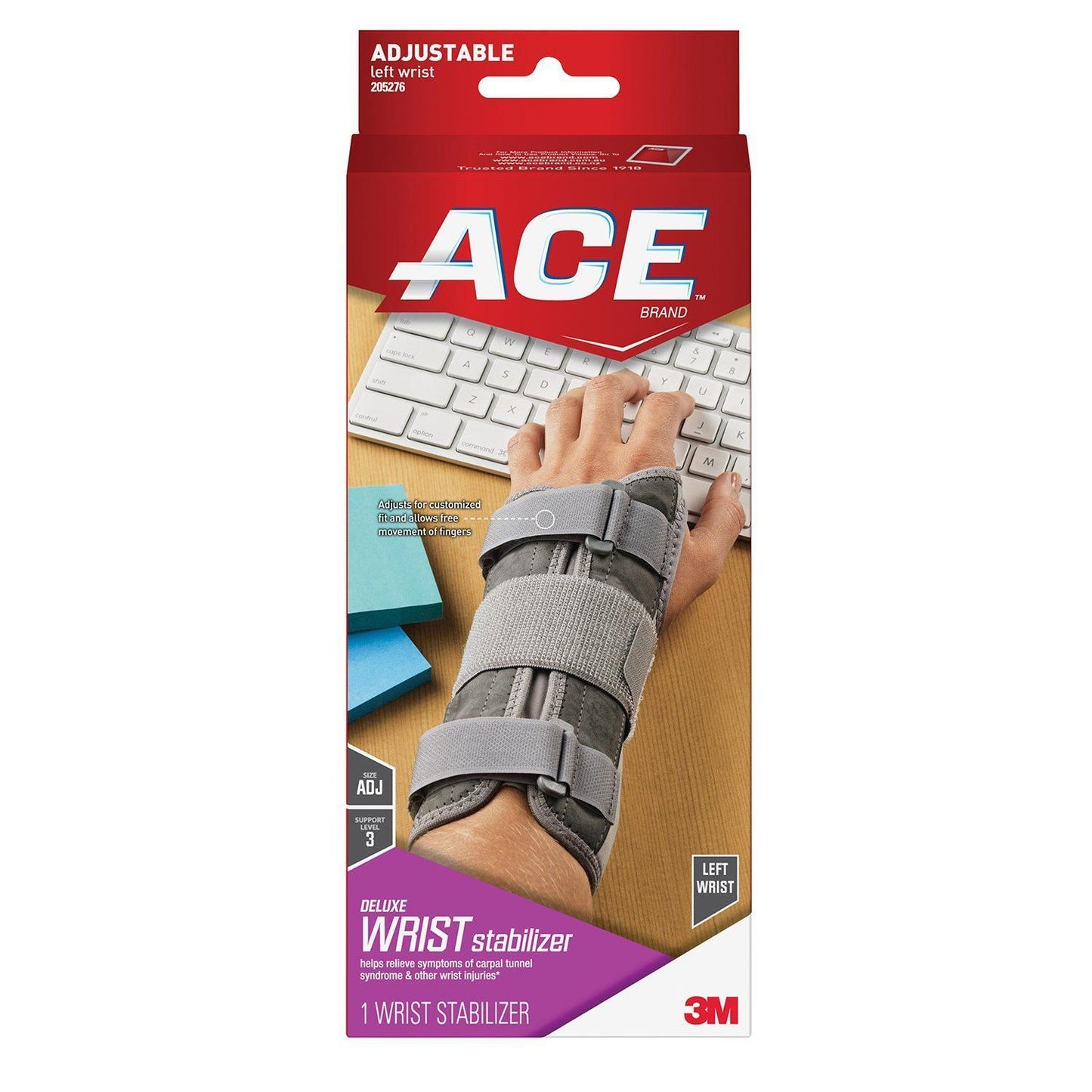 Ace Deluxe Wrist Brace, Left, 205276, One Size