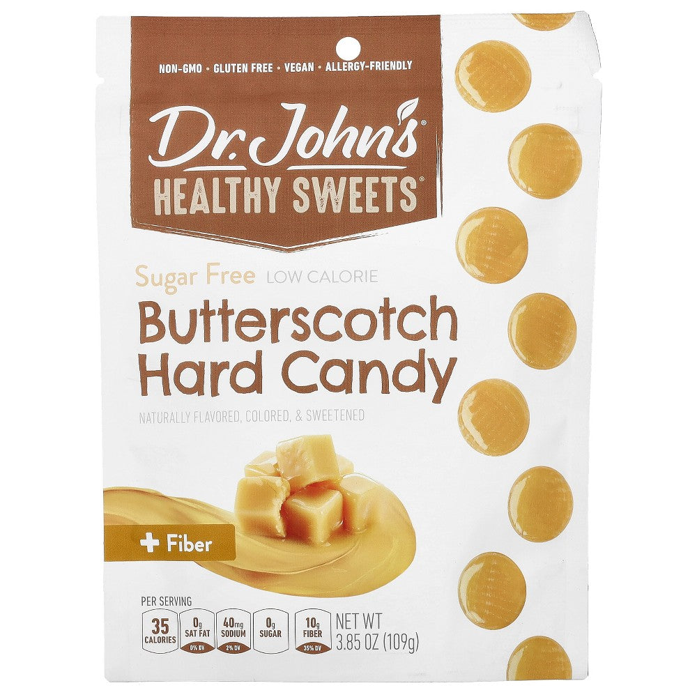 Dr. John's Healthy Sweets Butterscotch Hard Candy, + Fiber, Sugar Free, 3.85 Oz (109 G)
