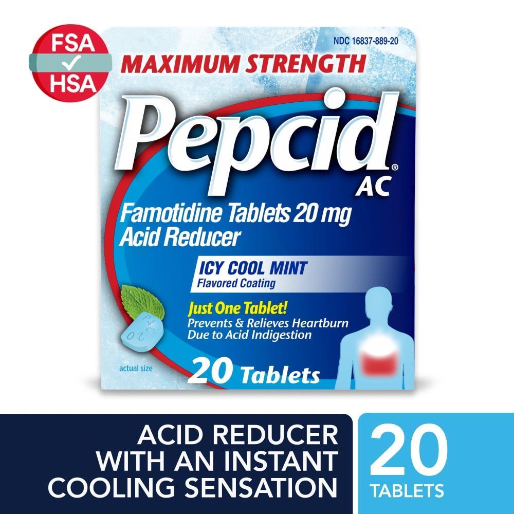 Pepcid AC Maximum Strength Heartburn Icy Cool Mint Tablets