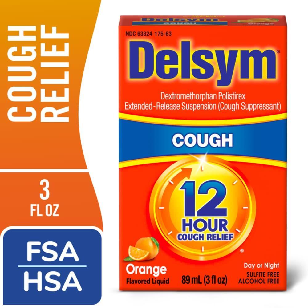 Delsym Cough Relief, 12 Hour, Liquid, Orange Flavored 89 Ml