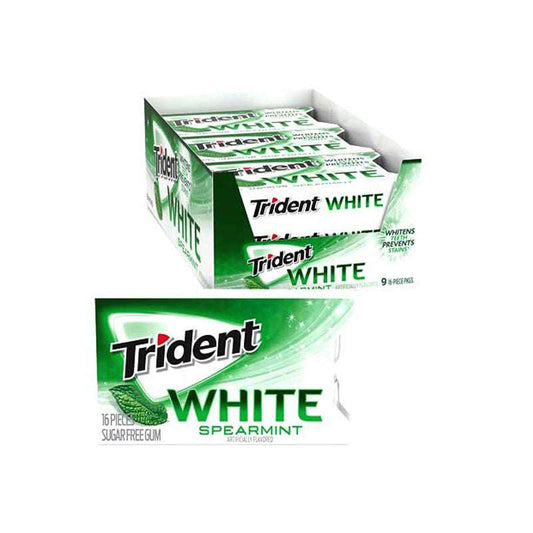 Trident Sugar Free Gum, White, Spearmint