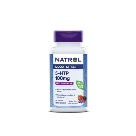 Natrol 5-HTP Fast Dissolve 100 Mg, Wild Berry Flavor, 30 Tablets