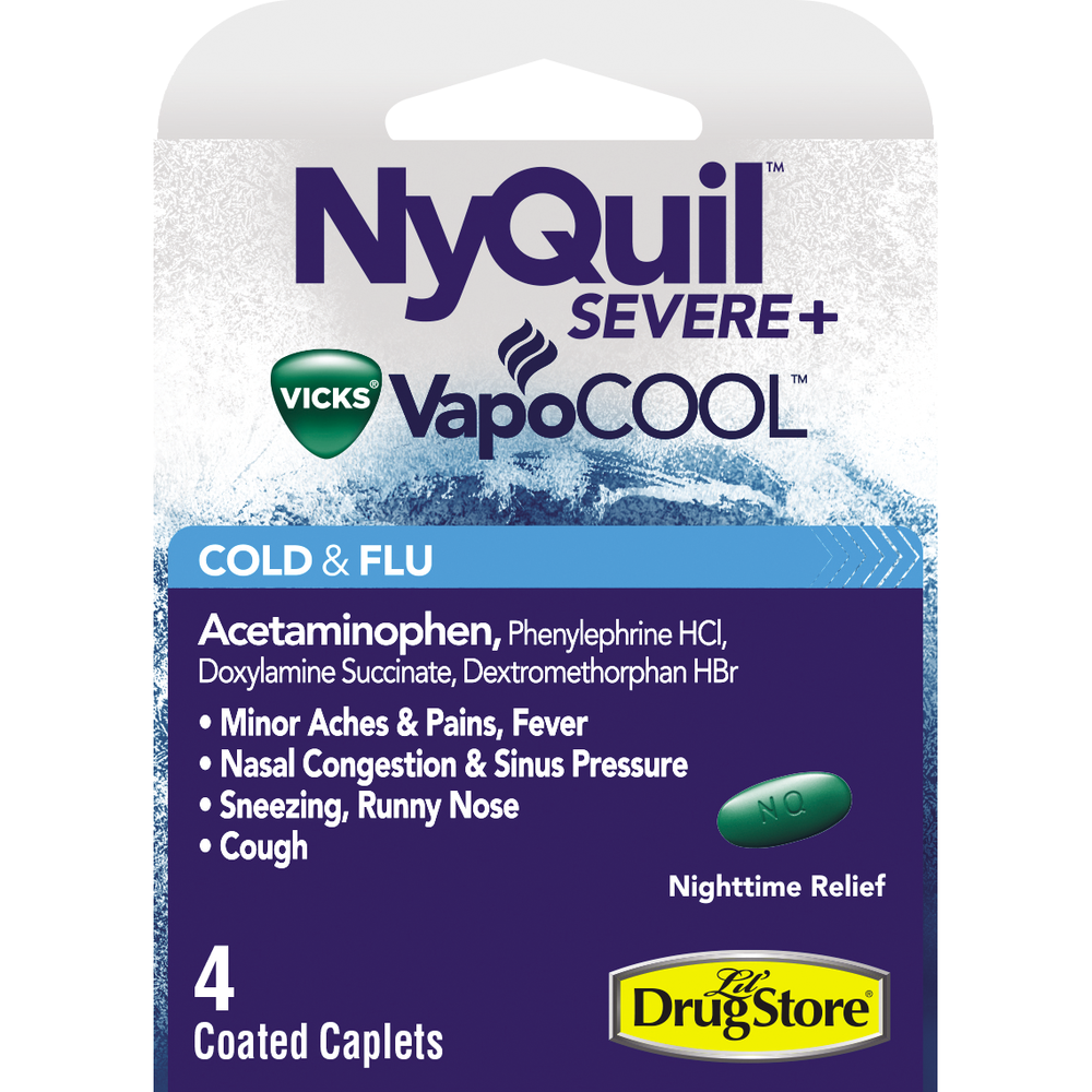 Lil' Drug Store Cold & Flu, Vicks Ny Quil Severe, Max Strength, Caplets