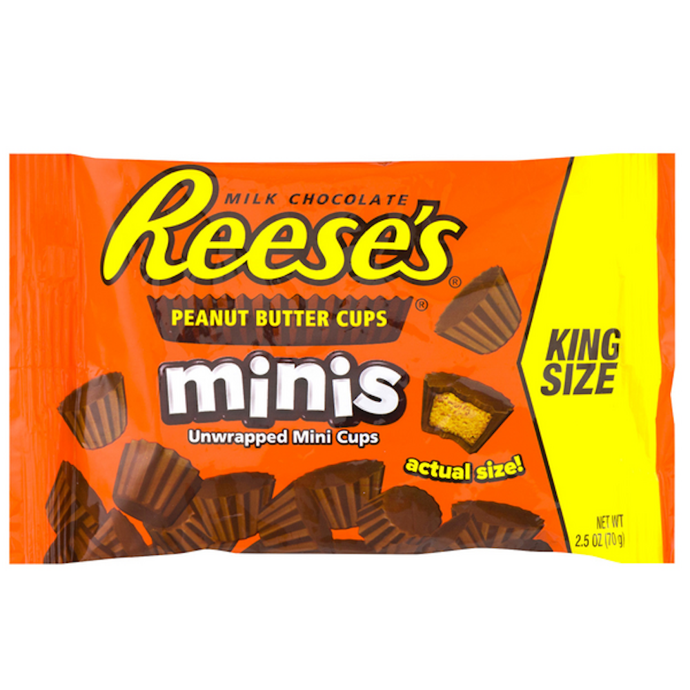 Reese's Minis Milk Chocolate Peanut Butter, Gluten Free Cups Unwrapped Candy King Size Bag, 2.5 Oz