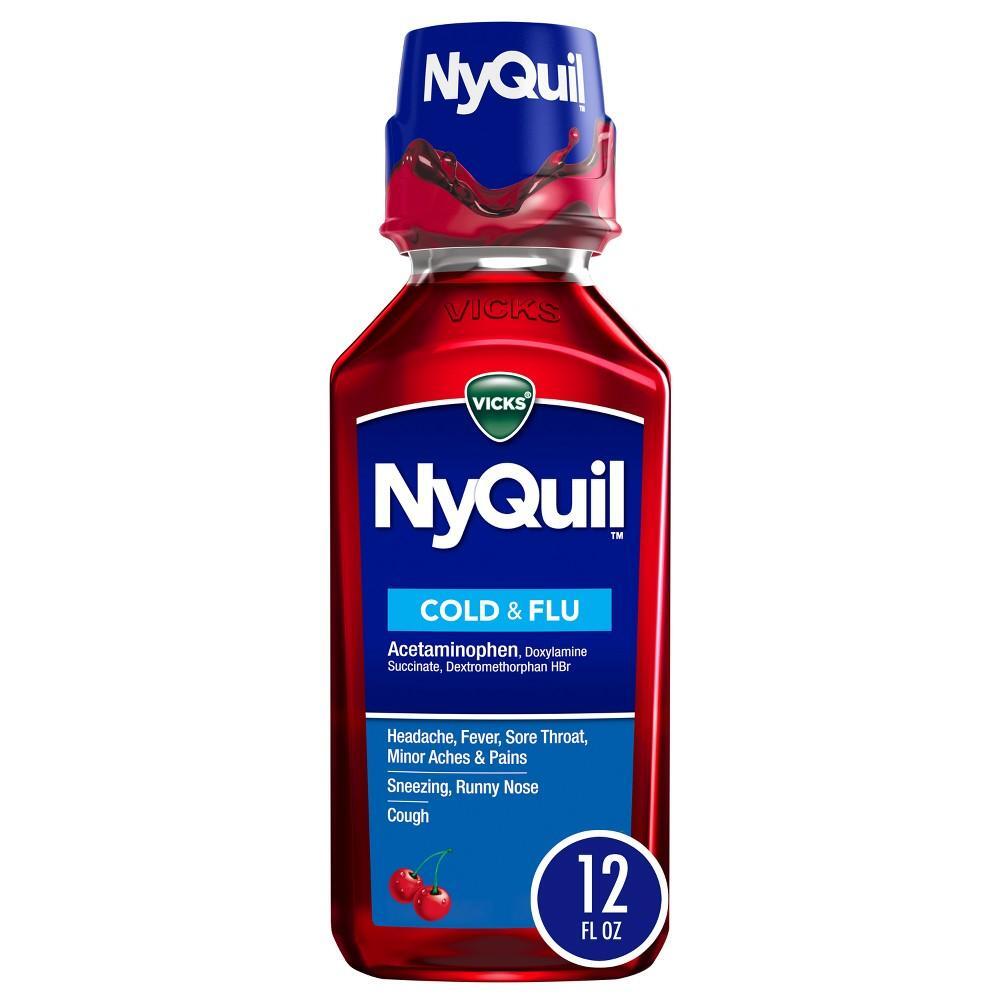 Vicks NyQuil Cold & Flu Nighttime Relief Cherry Flavor Liquid 12 Fl Oz