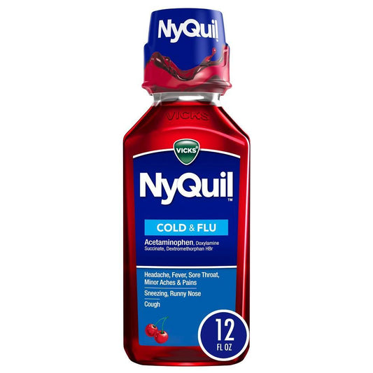 Vicks NyQuil Cold & Flu Nighttime Relief Cherry Flavor Liquid 12 Fl Oz