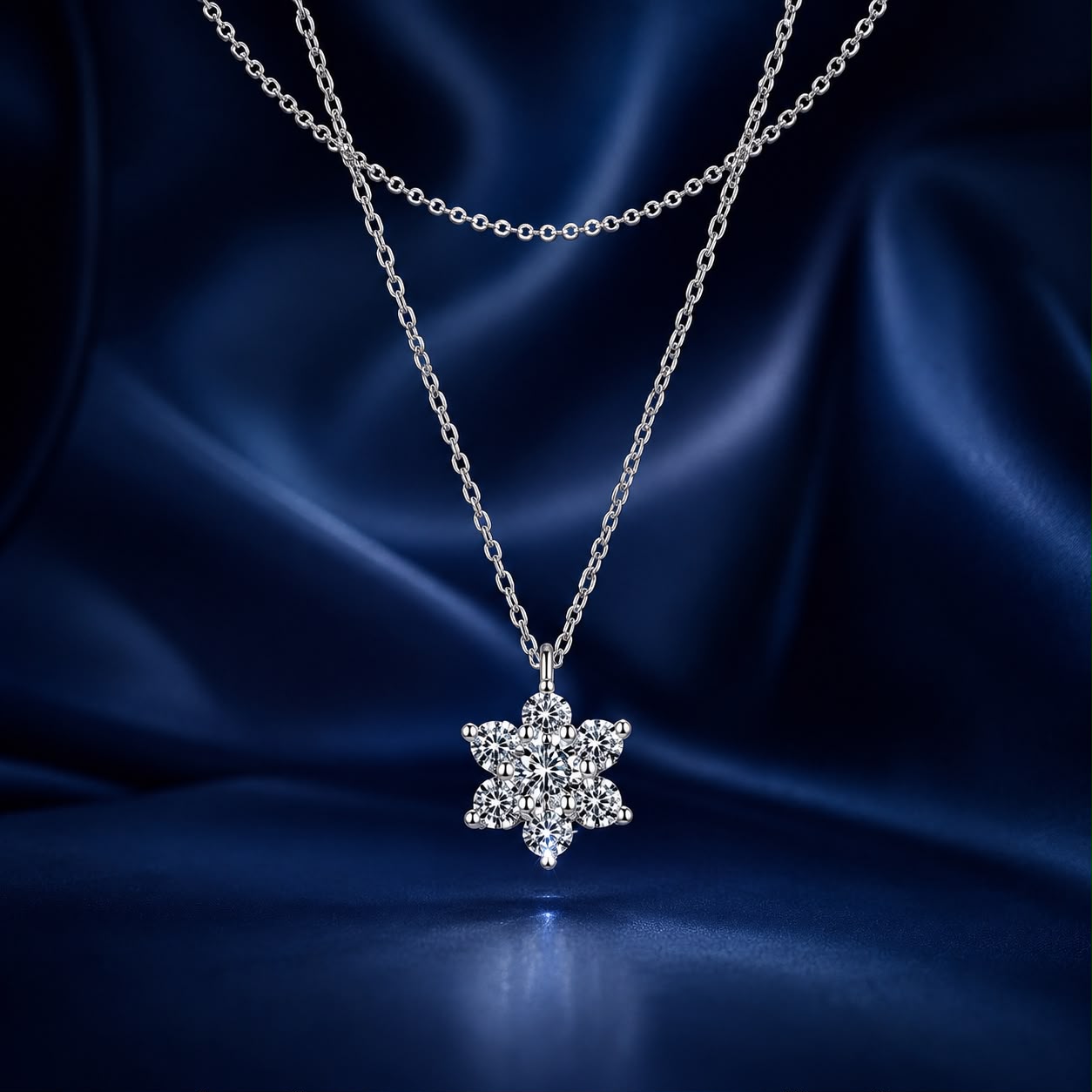 925 Sterling Silver 0.06 Carat & 0.20 Carat Moissanite Necklace with White Gold Plating for Women