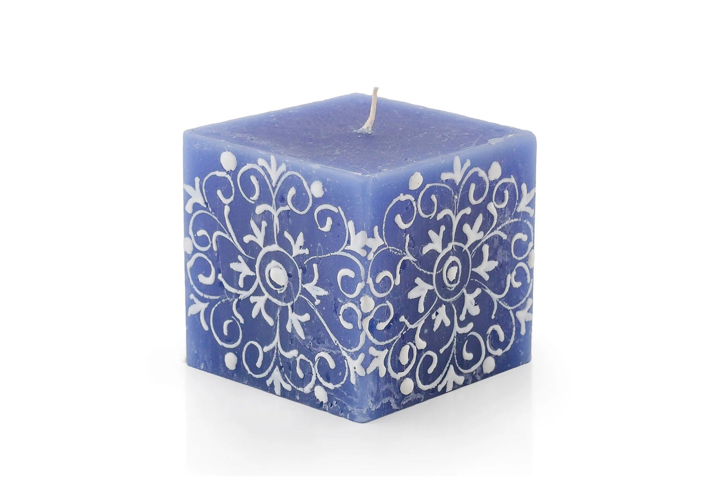 Henna White on Blue Painted Candles