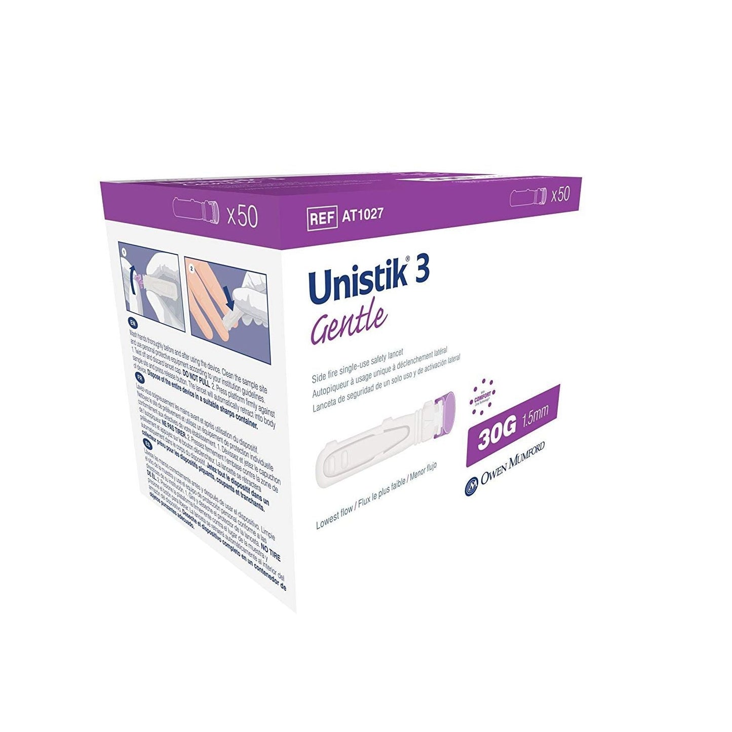 Leader Health Care Owen Mumford Unistik 3 Gentle Single Use Safety Lancets