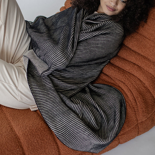 Ribbed Organic Cotton Knit Throw Blanket