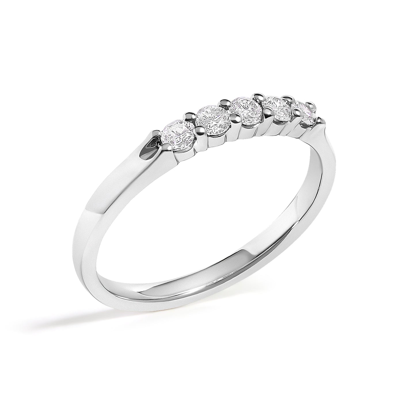 14K White Gold 1/4 Cttw  Diamond 5 Stone Band Ring
