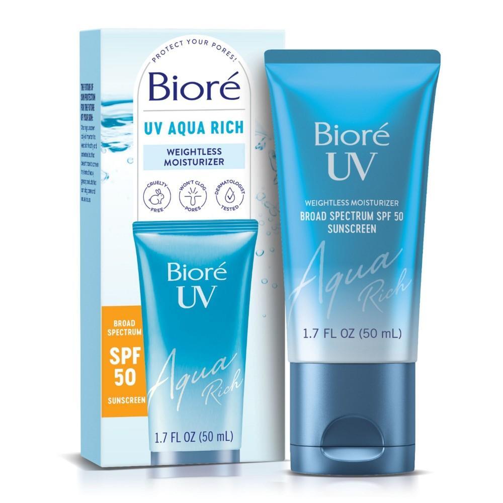 Biore Moisturizer, Uv Aqua Rich, Broad Spectrum Spf 50 Sunscreen 1.7 Fl Oz