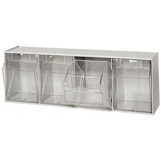 Quantum Storage Systems Tip Out Bin QTB304 – 4 Compartments Gray