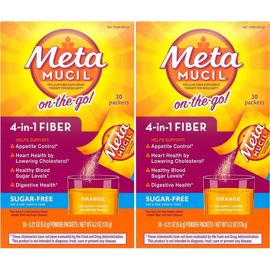 Metamucil Psyllium Fiber Supplement, 4 In 1 Fiber, Powder Packets, Orange