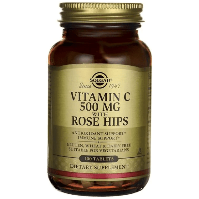 Solgar Vitamin C 500 mg with Rose Hips 100 Tablets