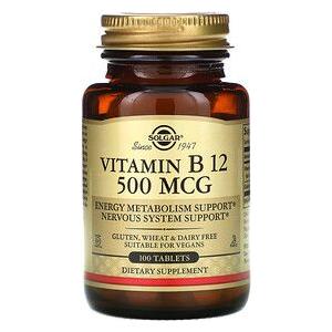 Solgar Vitamin B12 500 mcg 100 Vegetable Capsules