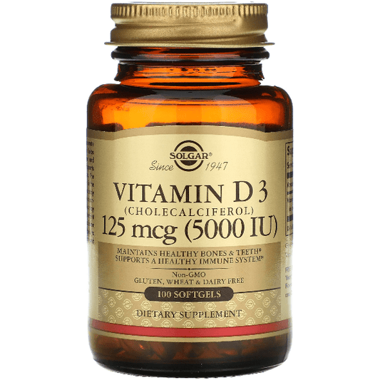 Solgar Vitamin D3 (Cholecalciferol) 125 mcg (5,000 IU) 100 Softgels