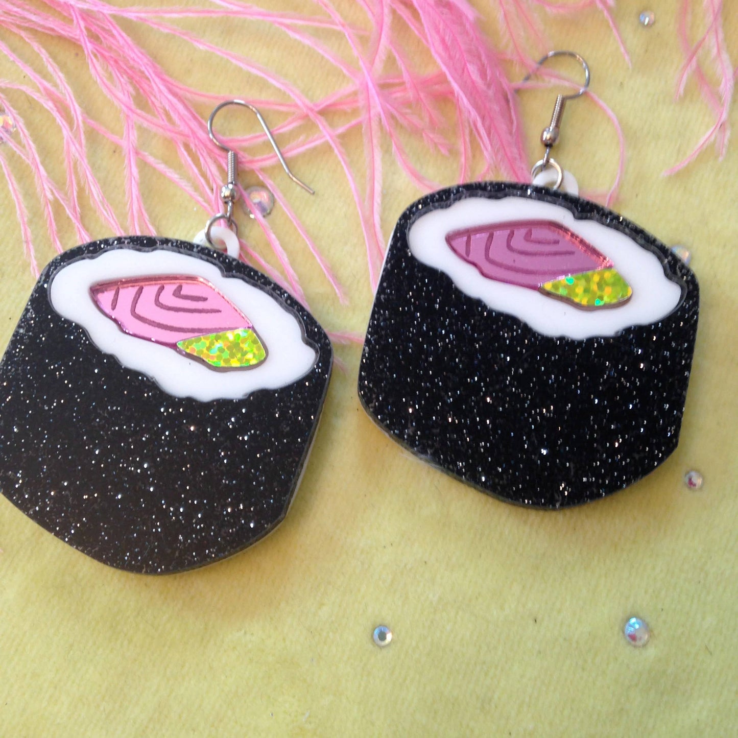 Sushi Roll Acrylic Statement Earrings