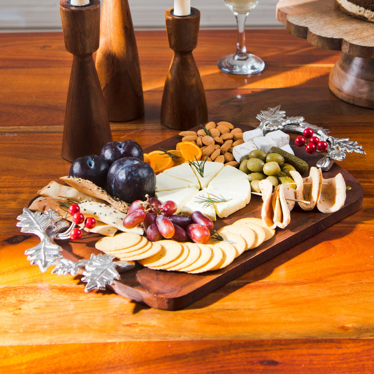 Silver Holly Mango Wood Serving Platter