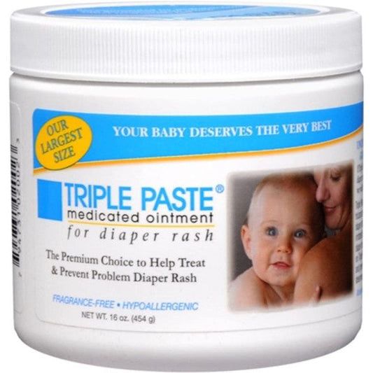 Triple Paste Diaper Rash Cream, Hypoallergenic Medicated Ointment For Babies - 16 Oz