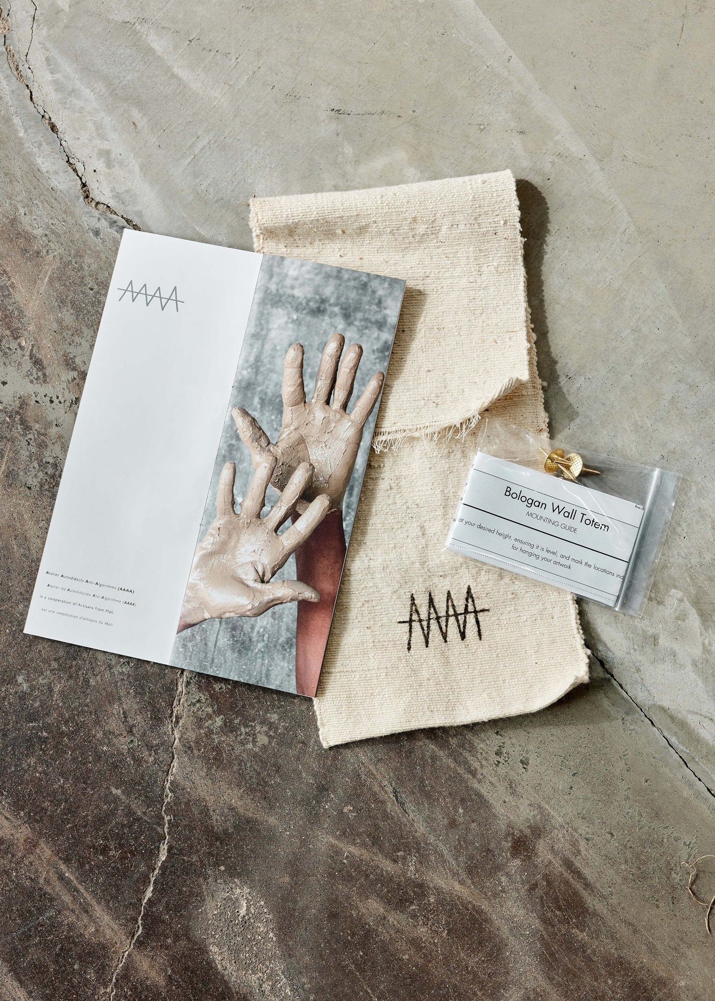 Balance Bogolan Wall Totem in White with Black Diamonds