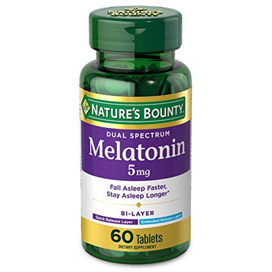 Nature's Bounty Dual Spectrum Bi-Layer Melatonin 5 Mg, 60 Tablets