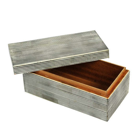 Pinstripe Bone Inlay Box Natural Finish