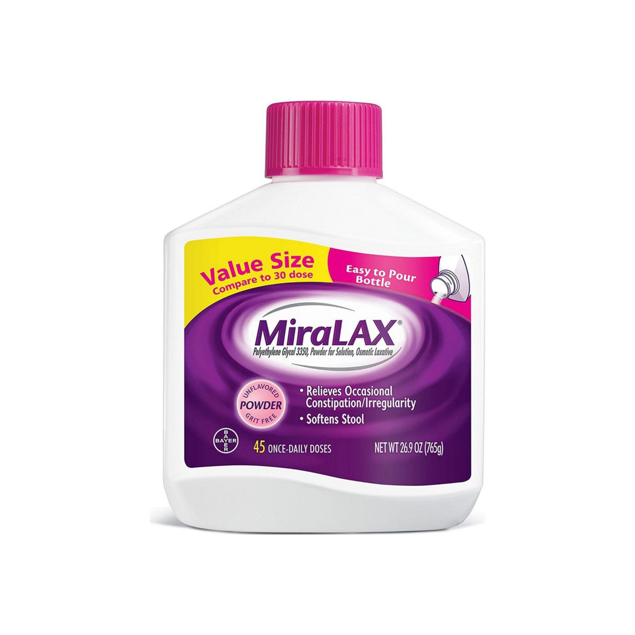 MiraLAX Value Size Powder Grit Free Osmotic Laxative 26.9 Oz Bottle