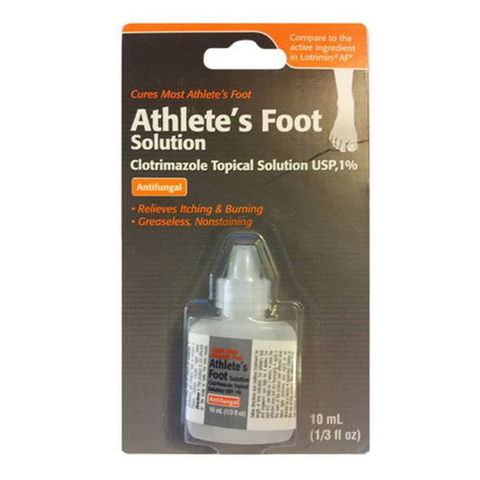 Clotrimazole Antifungal Athletes Foot Clinical Topical Solution, 10 Ml
